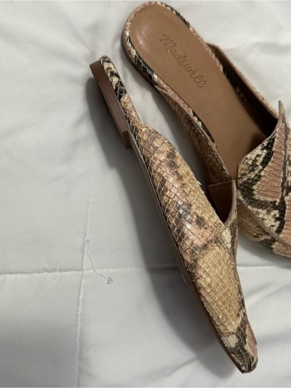 Madewell Frances Skimmer Mule Snake Embossed Leather Pointed Toe Size 8 - Picture 3 of 7